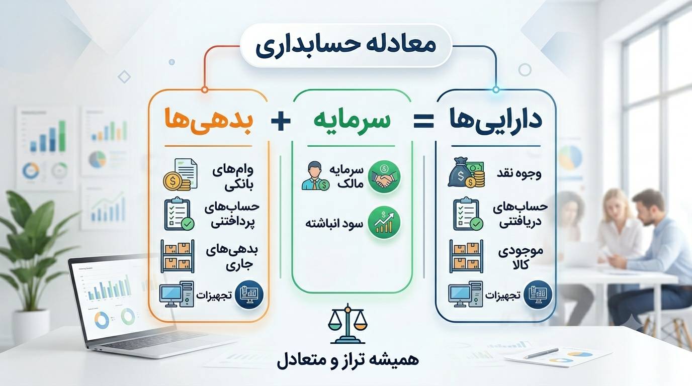 معادله حسابداری و ماهیت حساب‌ها: کلید طلایی درک سیستم حسابداری دوطرفه
